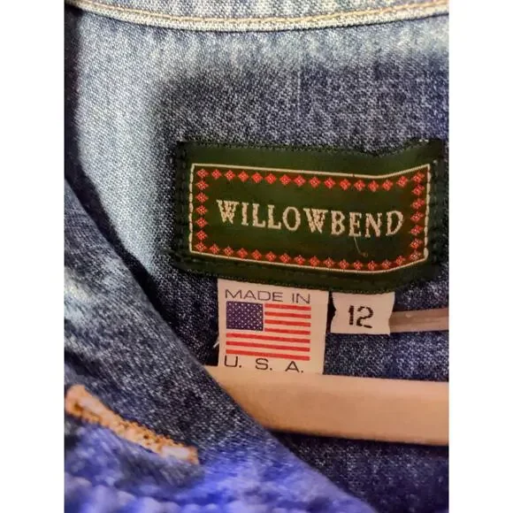 WILLOWBEND Vintage Women's Mini Blue Flowy Denim Dress Size 12 - Picture 4 of 7